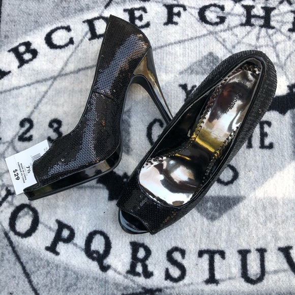 NWT Black Sequin Heels - Picture 2 of 3